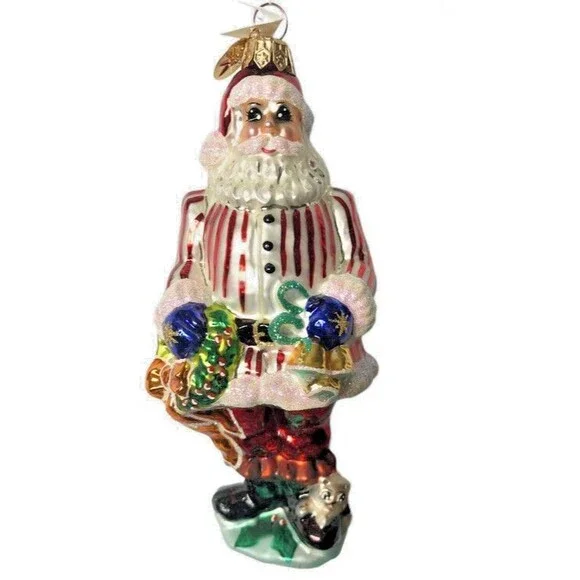 Christopher Radko Santa Christmas Ring in the Holidays Ornament Box Tag 6.75 In