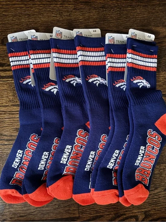 NFL Denver Broncos Crew Socks - Large - Brand New