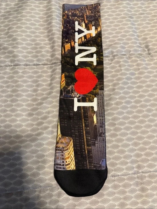 I Love NY Red Heart and Skyline Graphic Crew Sock -