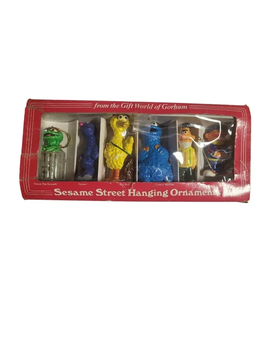 Gorham Vintage 1977 Sesame Street Ceramic Hanging Ornaments Boxed Set