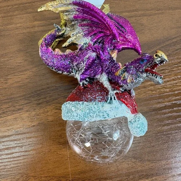 Mystical Dragons Holiday Ornaments on Crystal Ball and Resin Dragons‎ Lot of 7
