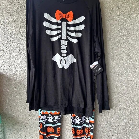 Way to celebrate mens Halloween pajamas 2X skeleton shirt Halloween  pants NWT