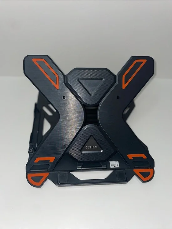 MeFee Portable Black & Orange Laptop Stand with Phone Holder- Design Series