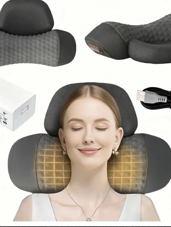 Heated Neck and Shoulder Massager Pillow - Gray