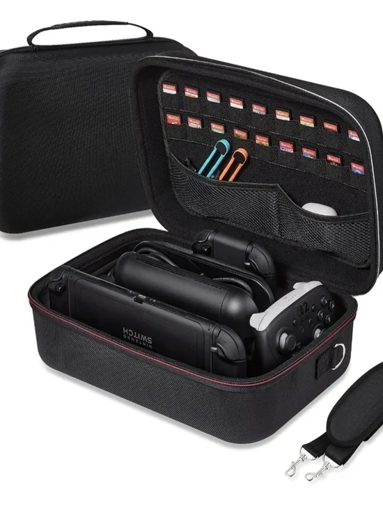 Switch 2 Travel Case with Black Exterior and Red-Trim Zipper
