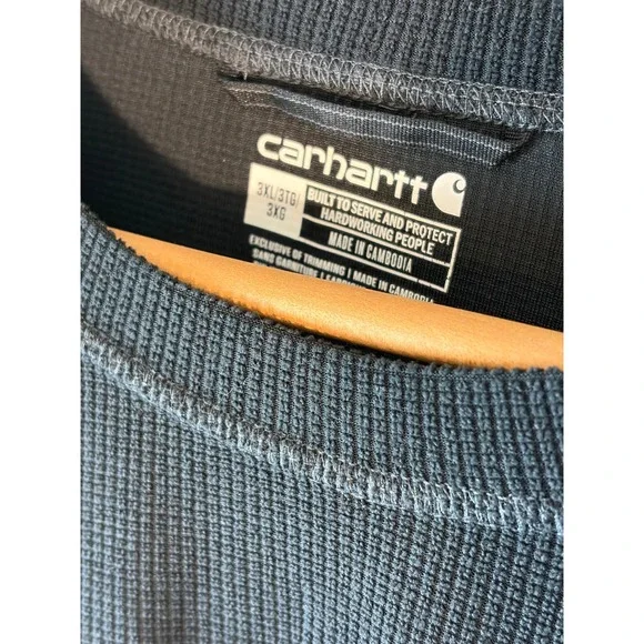 Carhartt Force Mens 3XL Black Waffle Knit Thermal Long Sleeve Base Layer Shirt