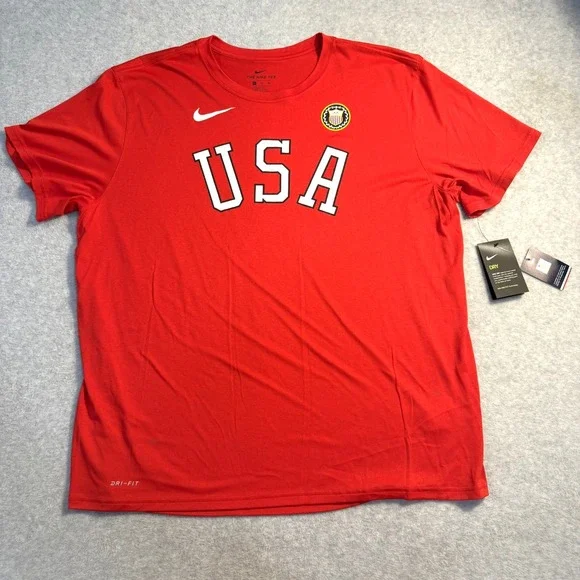 Nike USA Olympic Team Dri-FIT Red Athletic Cut T-Shirt Mens XXL Short Sleeve NWT