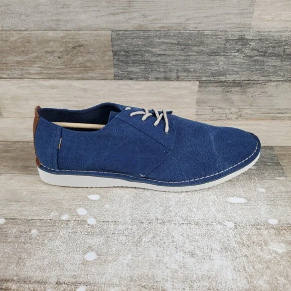 Toms Preston Mens Shoes Sz 14 Navy Washed Canvas Stitch‎ Out Casual Sneakers