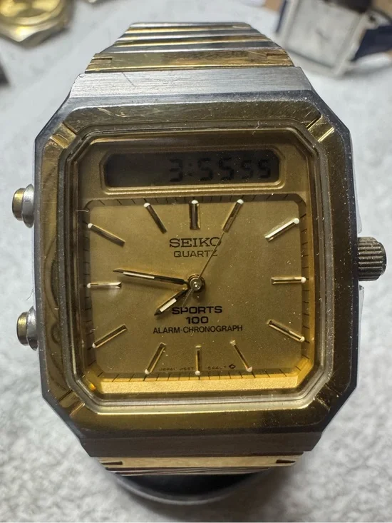 Seiko Gold Two-Tone Digital-Analog Sports 100 Watch