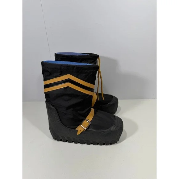 Vintage Platform puffy snow Boots Black Yellow Chevron Lug Sole Snow Boots Korea