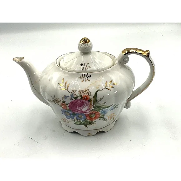 Vintage Porcelain‎ Teapot with Music Box - Floral Design