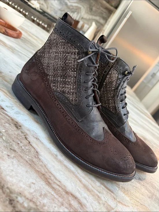 Johnson & Murphy Men’s Sz 10.5 M suede plaid ankle boot