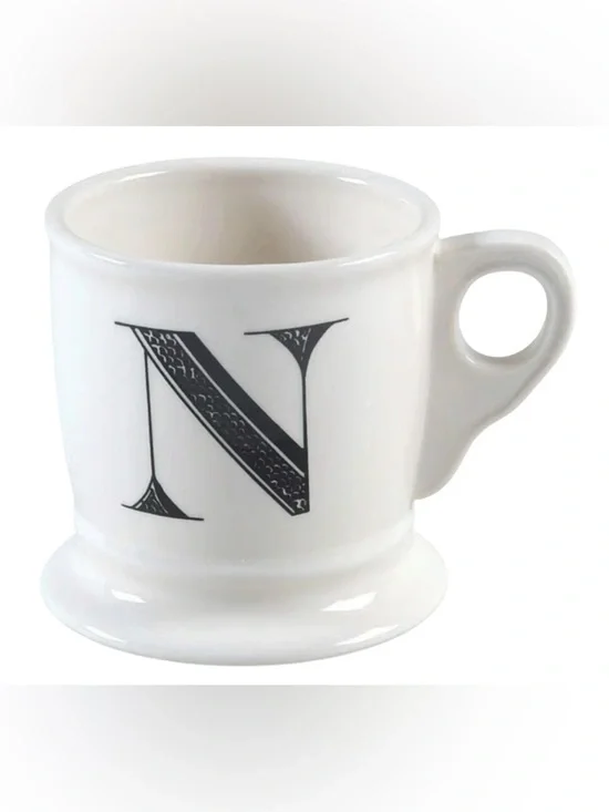 Anthropologie Monogram Coffee Tea Initial Mug Letter N Shaving Style Cup