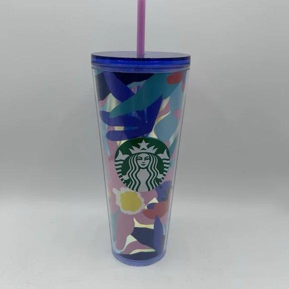 Starbucks Company Summer 2021 Collection Plastic‎ Cold Cup with Lid and Straw