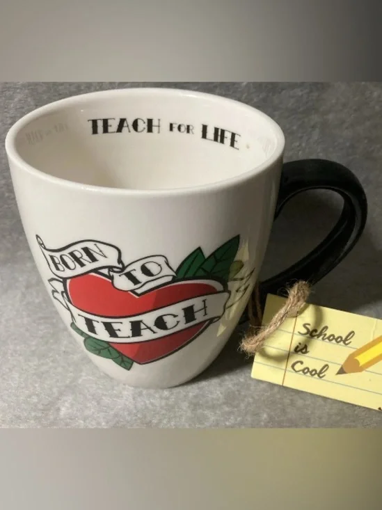Teacher Gift Coffee Mug Born To Teach Teach For Life NWT Secret Celebrity
