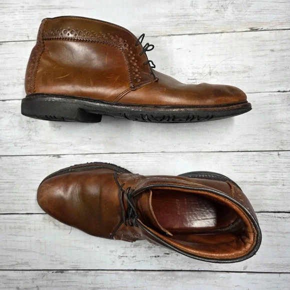 Allen‎ Edmonds Bellevue Chukka Boots Mens 9 B Brown Leather Brogue USA