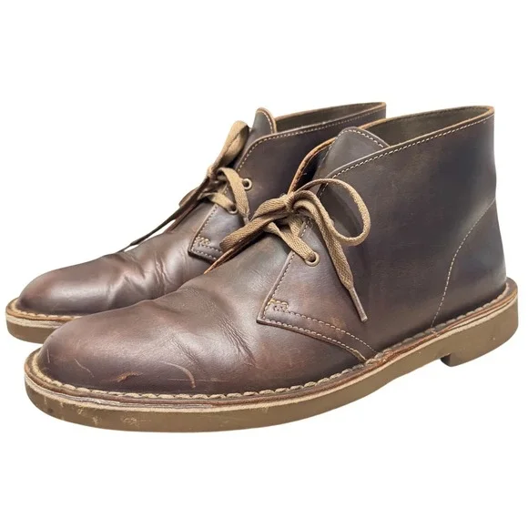 Clarks Desert Boots Mens 9.5 Dark Brown‎ Leather Chukka 260822863095