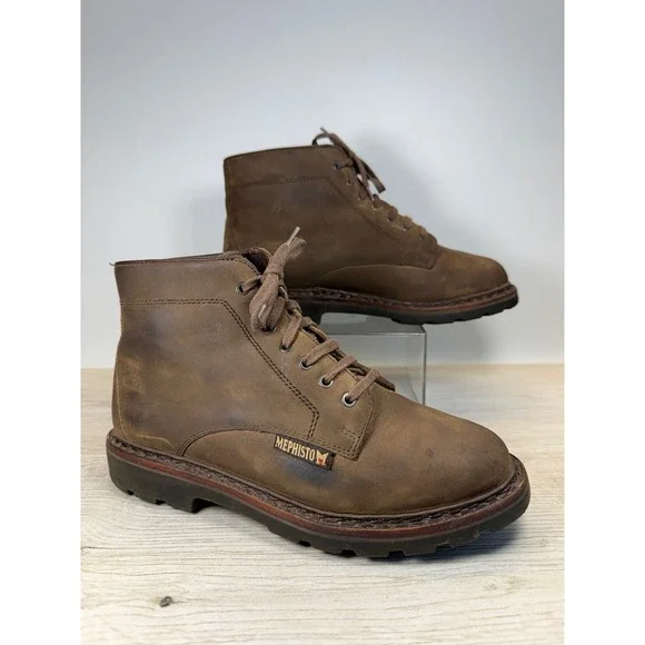 90s Mephisto Mens 8.5 Chukka Boots Oiled Leather Brown Air Jet Goodyear Welt