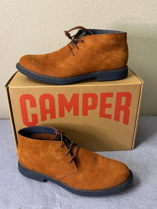 Camper Men's Suede Cognac Chukka Boots