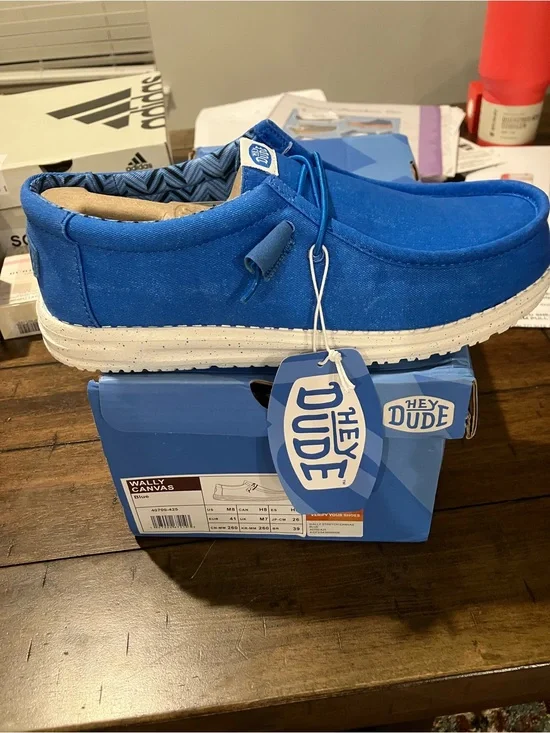 Hey Dude Wally Canvas Slip-On Shoes - Royal Blue Sz 8