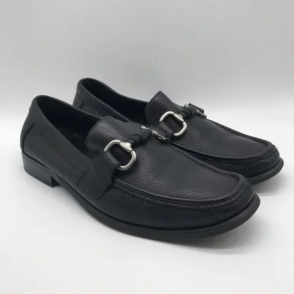 Calvin Klein Black Nash Men's Sz 10 1/2 M Dress Shoes Loafers Silver Horse Bit