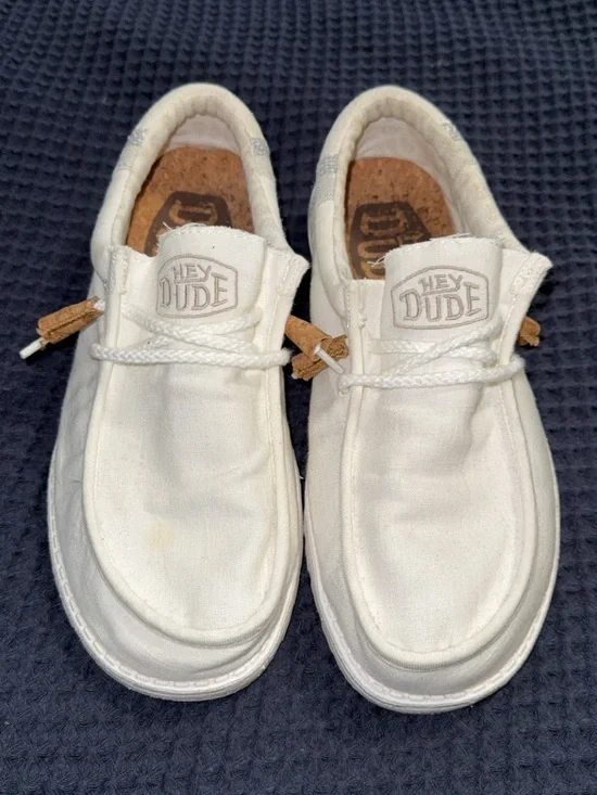Hey Dude White Canvas Slip-On Loafers