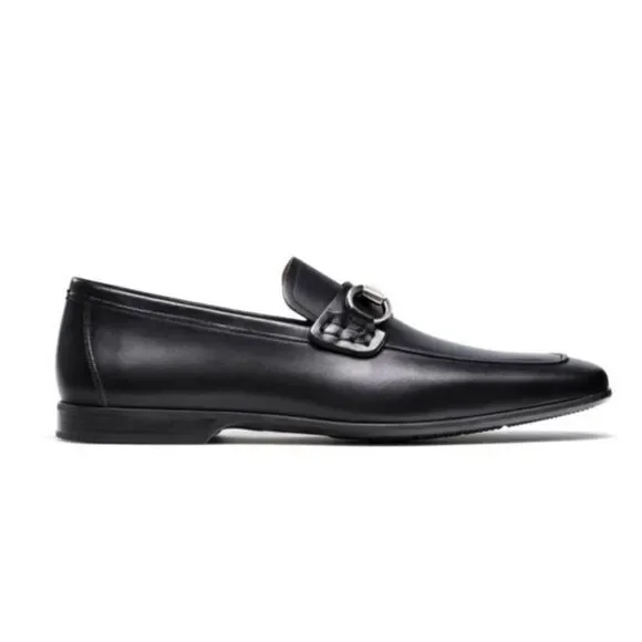MAGNANNI Black Leather Bit Loafer Size 11.5M