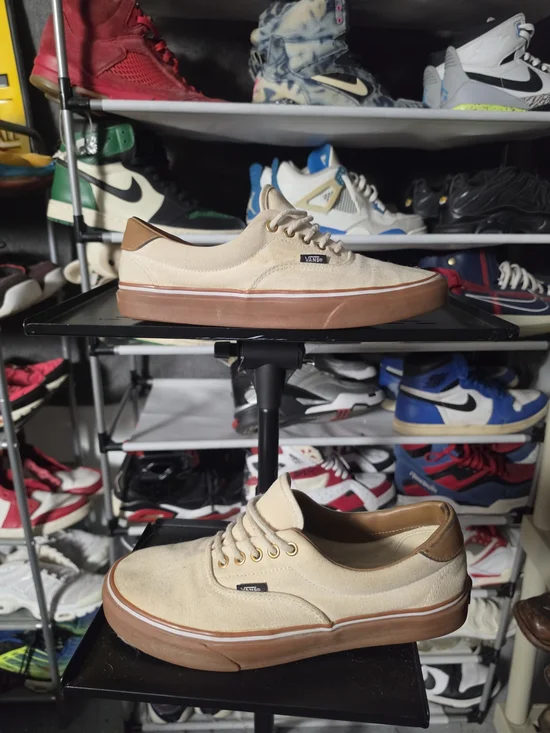 🔥 Vans Tan Canvas Low Top Sneakers Men Size 10 Gum Sole