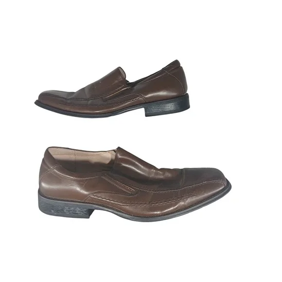 Madden M-ROYAL Slip On Loafers 10M Brown Square Toe Dress Shoes Business‎ Casual