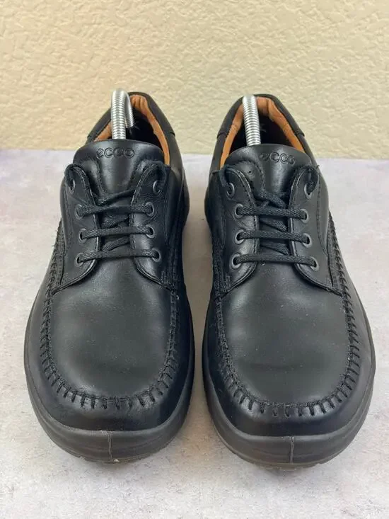 ECCO Seawalker Mens EU 43 US 9.5-10 Black Leather Moc Toe Oxford Walking Shoes