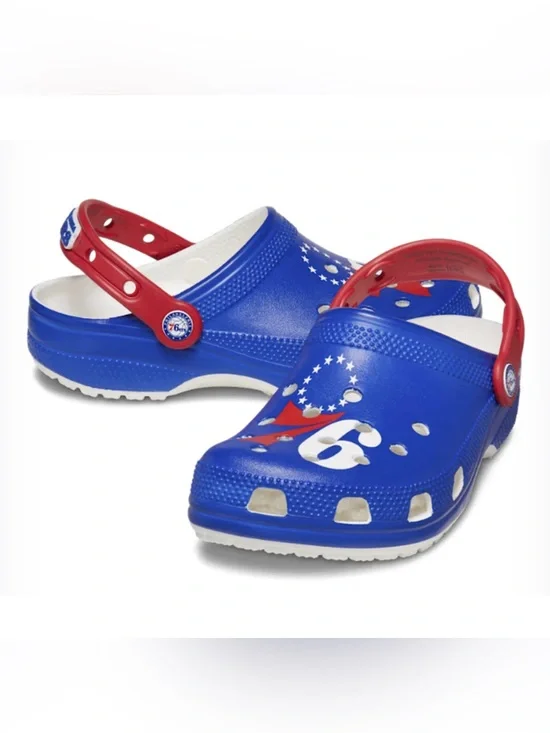 Crocs 76ers Classic Clogs (NEW mens red white blue logo)