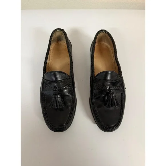 Allen Edmonds Maxfield Black Leather Tassel Braided Loafers Mens 9 D 47741
