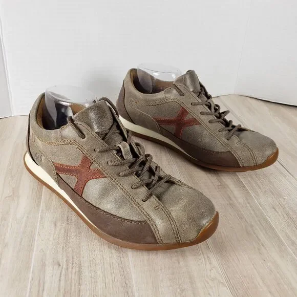 Born Voodoo Too Taupe Brown Combo Men's Leather Sneakers Size 8M