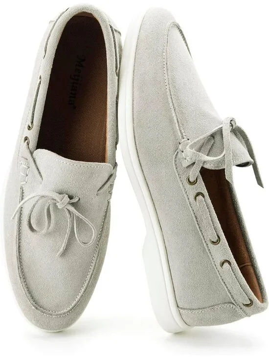 🆕Men's White 1 Leather Loafers Slip-On Moccasins Suede Dress Shoes Lightweight