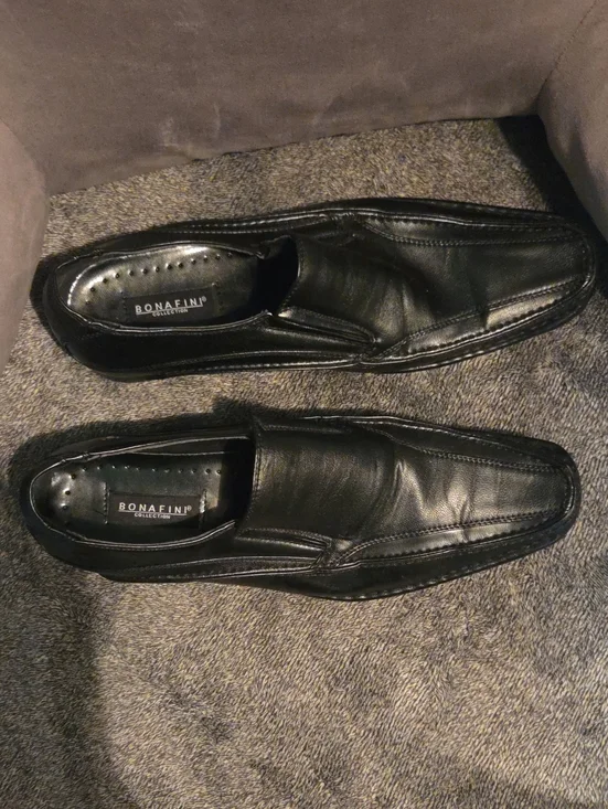 Men's Black Leather Slip-On Dress Loafers for Men