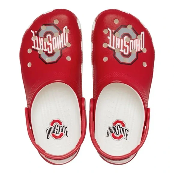 Crocs Ohio State Buckeyes Classic Clogs Mens‎ 6 Womens 8 Red/White Slip On Shoes