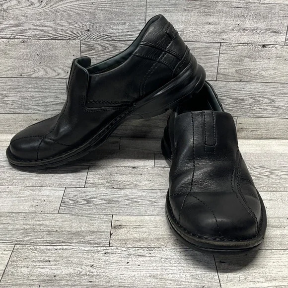 Clarks Escalade Step Black Leather Slip On Loafer Shoes Men Size‎ 8M