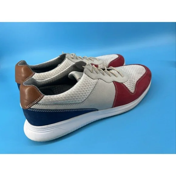 AMHERST MEN'S SHOE 13 M RED/WHITE/BLUE KNIT LACE‎ UP JOHNSTON&MURPHY 258538 MS50