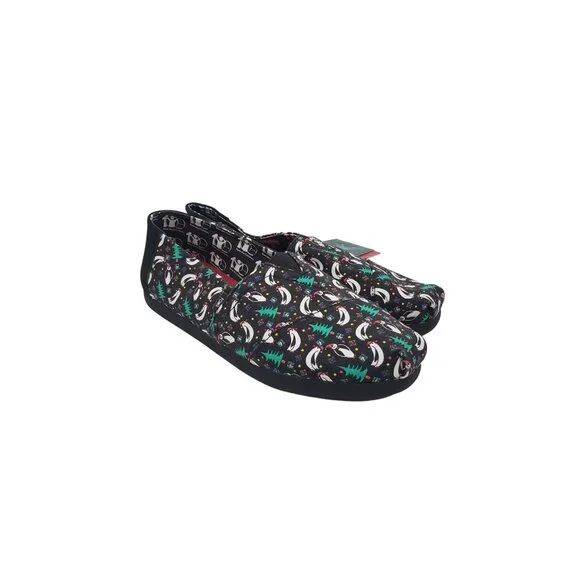 Toms X Save the Children Men's Black Penguin Christmas Shoes -‎ Size 9