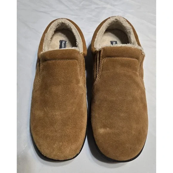 Hush Puppies Tan Suede Mens Slippers Size 11M Fleece Lined Non Slip NWOB Shoes
