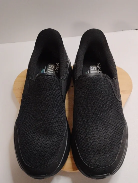 Skechers Men's Black Mesh Slip-On Comfort Shoes