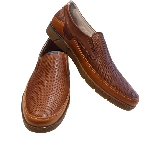 NEW! Fluchos Barry Men’s Brown Leather Loafers W/ Dynergy Max Tech. US 10 EU 44