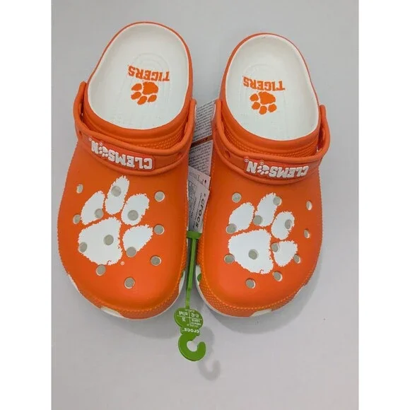 Clemson Crocs Classic Clogs for Men 8 and Women 10 NEW Tigers SC Orange White