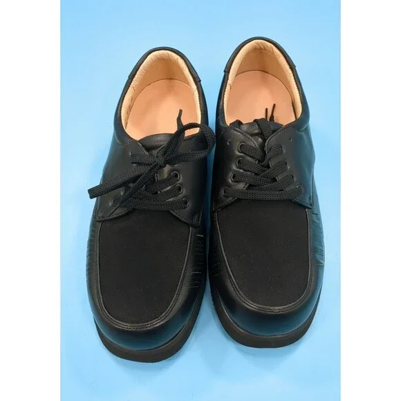 Mt. Emey Men’s Black Leather Lace Up Comfort Walking Shoes Size 10 1/2 4E