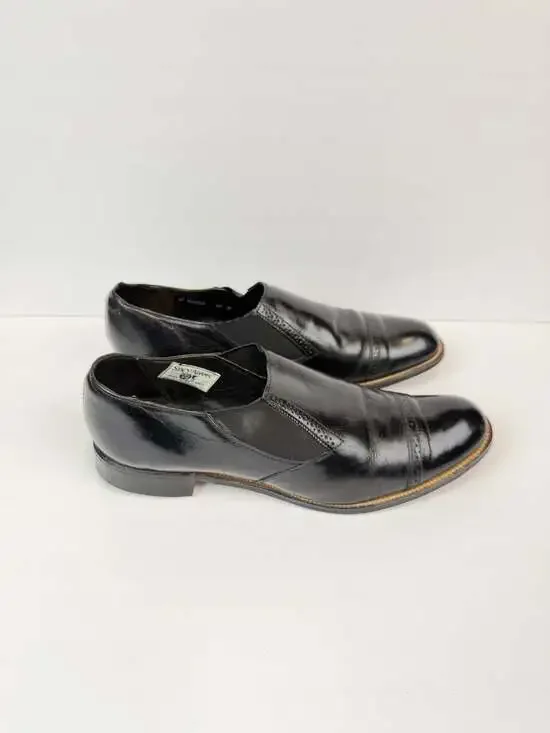 Stacy Adams Men's Madison Cap Toe Slip On Black Leather Shoes 00017-01 Size 10 D