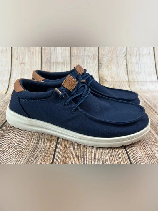Mens Hey Dude Paul Canvas Navy Blue Slip On Shoes Size 7