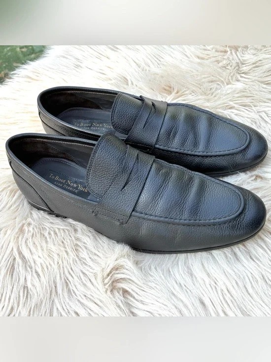 To Boot New York Deville Black Leather Loafers Sz 11