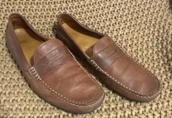 osten heel brown leather penny driver loafers size 10
