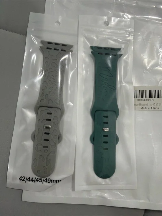 Leopard’s print Silicone Replacement Watch Band for 42/44/45/49mm - Gray & Teal
