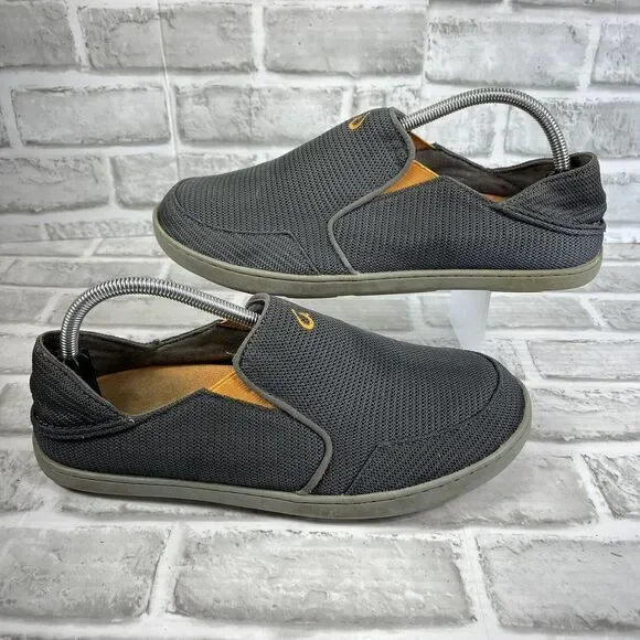 Olukai Nohea Men's Size 9 Gray Mesh Casual Slip On Loafers Sneakers Shoes